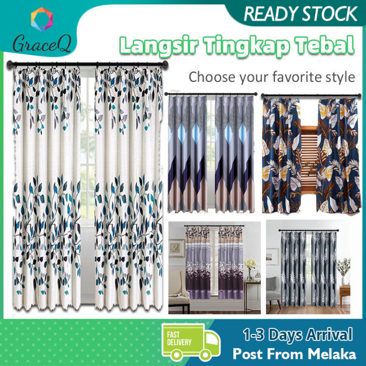 Langsir Tingkap Murah / Hook & Rod 2IN1 Type Modern / Langsir Sliding
