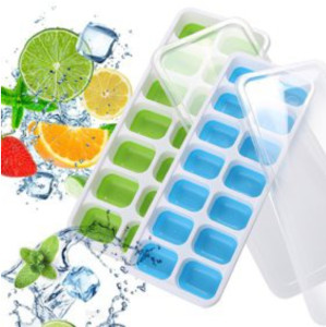 14 Grids Ice Maker Trays with Non-Spill Lid Pudding Mould 14 Grids Ice Cube Mold Silicone Tray Easy-Release
