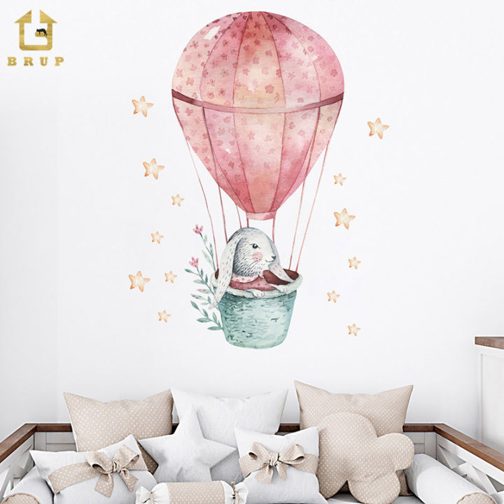 Decalmile Airplane With Animals Wall Stickers Hot Air - View #7