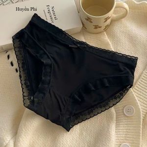 Quần Lót Nữ Vải Su Lạnh Co Giãn Phối Viền Ren Hoa Đính Nơ Điệu Đà Màu Sắc Pastel Nhẹ Nhàng Đơn Giản Cho Phái Đẹp