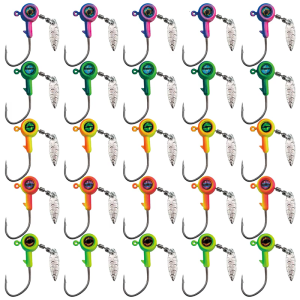 5Pcs Sharply Jig Head Fishing Hook with Spinner Spoon Double Locking Triangular Hook for Saltwater Freshwater Fishing
