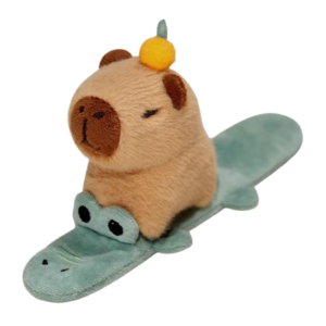 CAEXE ของเล่นรูปวงกลม สร้อยข้อมือตบตุ๊กตา Capybara สายรัดข้อมือ กับสีส้ม แหวนมือตุ๊กตา Capybara ของเล่นยัดไส้ นุ่มนุ่มๆ Capybara ตบ Snap ตุ๊กตาของเล่น ของเล่นเด็กเล่น