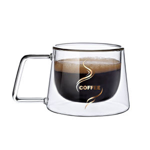B.F. 200ml Double Layer Glass With Handle Heat-Resistant Coffee Glass Mug Double Layer Tea Cup Home Office