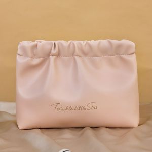 UUMIR Self-closing Shrapnel Bag PU Leather Solid Color Lipstick Cosmetic Bag Portable Large Capacity Coin Purse
