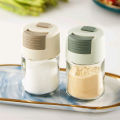 Transparent 100ml Press Type Control Salt Shaker Glass Seasoning Bottle Kitchen Condiment Jar with Anti-cation Design. 