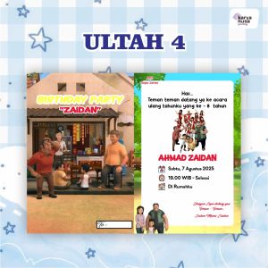 Undangan Ulang Tahun Kartun ISI 30 BONUS 6 Lembar Bahan SUPER GLOSSY Full Color / FREE Plastik OPP / Free Undangan Web / Custom Nama Tema