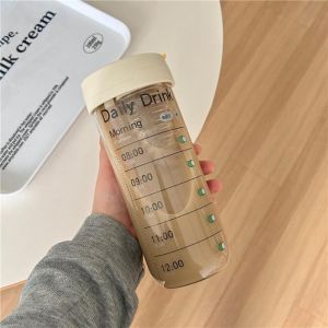 IDEAL Glass Alarm Clock Straw Cup Alarm Clock Large Capacity Outdoor Glass Straw Cup Creative Leak Proof Sports Water Bottle Valentines Day Gift