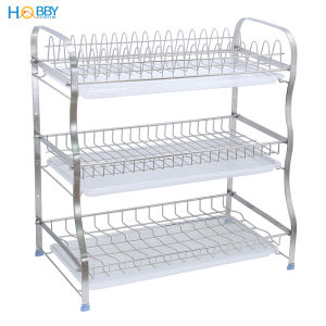 Kệ chén Inox 3 tầng Hobby home decor KC3T cao cấp khay nhựa hứng nước