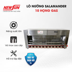 Lò Nướng Chín Thực Phẩm Không Khói Salamander NEWSUN 4 Họng Bằng Gas - Hàng Chính Hãng - Bảo Hành 12 Tháng