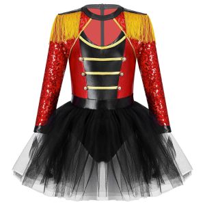Girls Sequins Long Sleeve Tassel Dance Dress Skirted Leotard Circus Ringmaster Lion Tamer Performance Halloween Costume2026