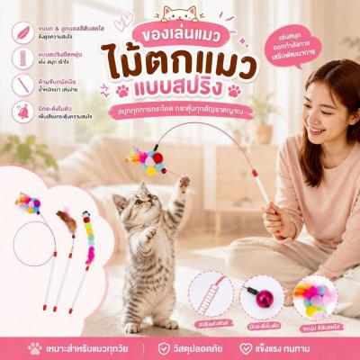 Deemar ของเล่นแมว ไม้ตกแมว ไม้ตกแมวแบบสปริง ZK-001