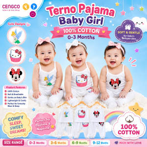 6 Pairs Terno Pajama Sleepwear Clothing Set for Girls Newborn Pure Cotton Non Faded Prints 0 to 3 Months