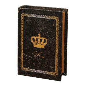 กล่องใส่ของเอนกประสงค์กล่องเก็บของหนังสือเทียมลายมงกุฎสำหรับสินค้าชิ้นเล็กกล่องเก็บของตกแต่งบ้าน