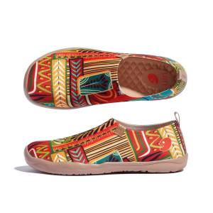 UIN Womens Slip On Sneakers Casual Loafers Knit Art Painted Comfort Soft Walking Shoes Peru