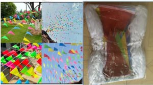 150Pcs Bendera Segitiga Warna Warni / Segitiga Bendera Hias Festival / Kain Polyester READY