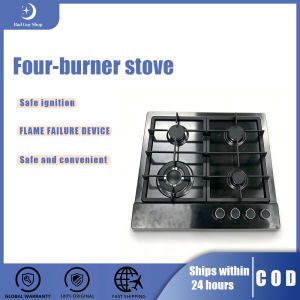 4 Burners Built-In Gas Cooktop Drop-In Gas Stove with Anti-Melt Solid Metal Control Knobs Stainless Steel Easy Clean Surface Gas Hob for Home & Commercial Kitchen