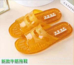 3537 Plastic Cowhide Slippers For Men Non-Slip Rubber Shoes Soft Jelly Bathroom Wear-Resistant Odor-Resistant Crystal Sandals