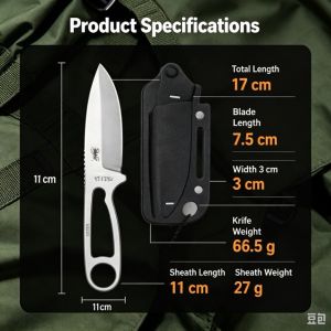 Portable Izula Fixed Blade Knife | Minimalist Outdoor Utility Cutting Tool with Carry Sheath for Camping Backpacking