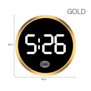 Car Interior Clock Car Watch Car Accessories Car LED Electronic Watch Head Round Alloy Touch Luminous Digital Clock