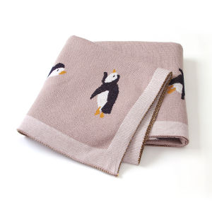Cute Penguin Knitted Baby Blankets Newborn Swaddle Wrap Blanket Sleep Sack For Stroller Bedding Covers Infant Bebe Quilts 100*80 cm