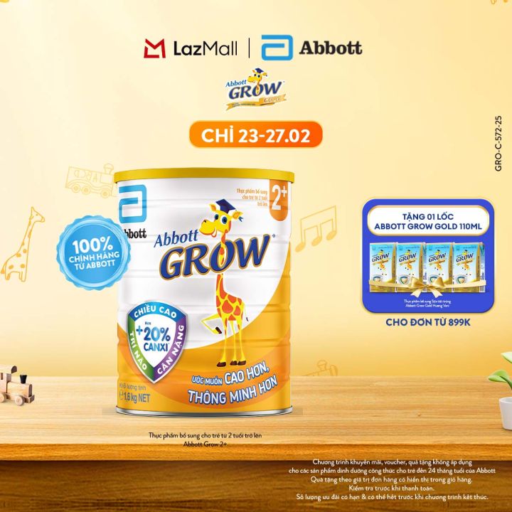 [CHỈ 23-28.2 QUÀ TẶNG CHO ĐH 899K-SLCH] Sữa bột Abbott Grow 2+ Hương ...