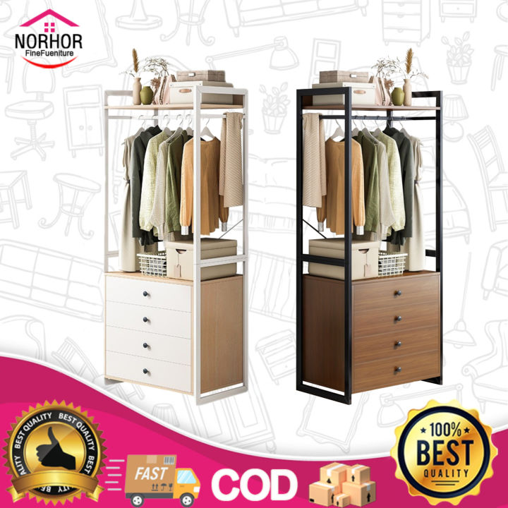 NORHOR Wardrobe Home Bedroom Coat Rack With Drawer