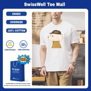 เสื้อยืด SwissWell ผู้ชายไซส์ใหญ่ เสื้อยืดT-shirt คอกลม 100% Cotton รูปแบบลูกสุนัข Oversized ผู้ชายผู้หญิงใส่ได้