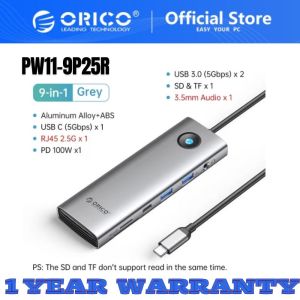 [AIM RESOURCES] ORICO Type-C to 9-in-1 5Gbps Multifunction Docking Station 2.5G Lan Port Type C PD100W (PW11-9P25R)