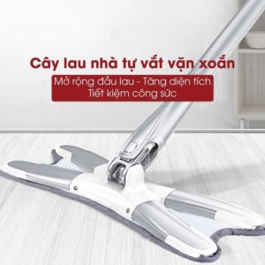 CÂY LAU NHÀ INOX CHỮ X XOAY 360° GIÁ TỐT – Cán Dài 140cm – Khăn Microfiber Lau Sạch Nhanh