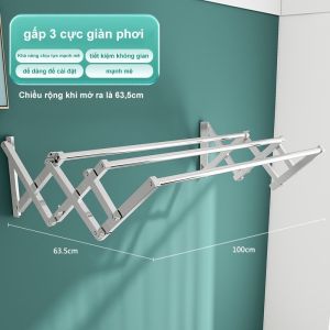 Giá Phơi Quần Áo Gấp Gọn Inox Điều Chỉnh Được Chất Lượng Cao - Phơi Sẵn Trong Nhà và Ngoài Trời - Dành Cho 170kg