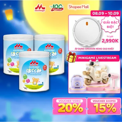 Combo 3 Lon Sữa Morinaga Hagukumi 800g Nhật Bản – Lactoferrin Tăng Cường Đề Kháng Hỗ Trợ Tiêu Hóa DHA Canxi D3 Hỗ Trợ Tiêu Hóa Cho Bé 0–6 Tháng