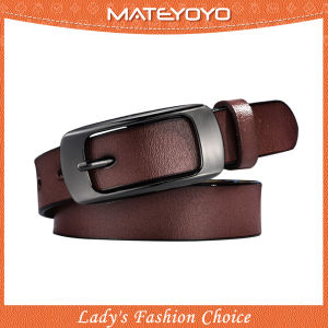 MATEYOYO Fashion Women Belts Retro Belt Elegant Slim Belt Cow Leather Belt Adjustable Girls Ladies Long Straps Waistbands Dress Coat Alloy Buckle Letter Buckle Leisure Belt