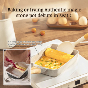 Square McRib NonStick Skillet Flat Skillet for Eggs and Frying Pans