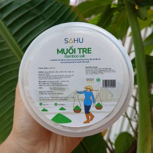 Muối tre Sahu muối biển cao cấp Sa Huỳnh Quảng Ngãi nung trong ống tre vị thơm ngon độc đáo muối sahu muối sa huỳnh muối biển muối ăn muối tự nhiên muối ngon