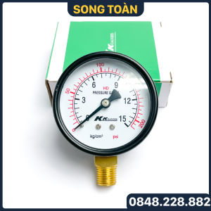 Đồng Hồ Áp Suất Hơi KK Gause Đồng Hồ Hơi Đo Áp Suất Mặt 150mm - Chân Ren 1/2 (21mm)