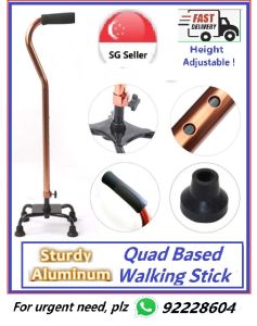 ❤SG Seller❤Fast Delivery❤ Premium Light Weight 4 Legs Aluminum Quad Cane Good quality and durable walking stick