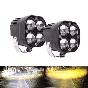 1 Pair LED Bi-color Amber + White Fog Lights 3 Inch 40W Laser Gun LED Waterproof  Driving Lights