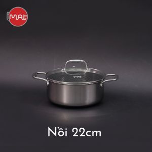Nồi quánh iMat Hybrid Blackcube phủ chống dính gốm Ceramic lòng đen Inox không gỉ kèm nắp kính
