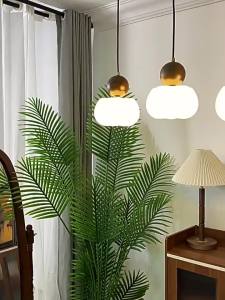 SXH Japanese Retro Restaurant Pendant Light Three-Head Simple Walnut Wood Bar Dining Room Table Lamp Vintage Wabi-Sabi Style Small Pendant Light