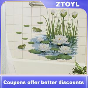 【ZTOYL】 Removable Waterproof Flower Wall Sticker SelfAdhesive Floral Bathroom Art Kitchen Sink Home Tile Decor