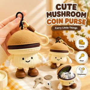 Silicone Coin Purse Cute 3D Mushroom Potato Mini Storage Pouch Wallet Keychain Lanyard