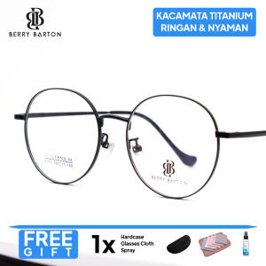 Berrybarton - Kacamata Bulat Wanita Titanium Tren Style bisa Minus Photocromic Blueray 5555