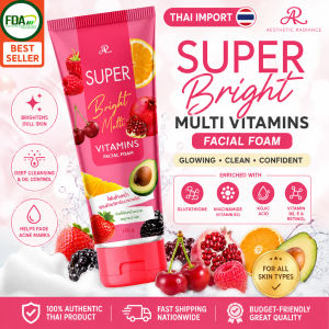 FDA AR Super Bright Multi Vitamins Facial Foam Fruit Essence Facial Cleanser Acne Marks Care Thailand facial wash Deep Cleansing Face Wash For Women Oily Skin Cleanser-150G