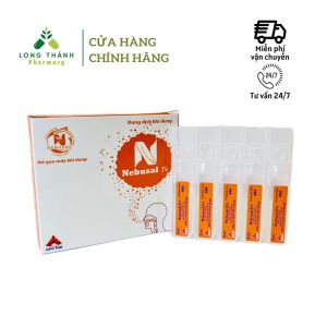 Dung dịch khí dung Nebusal 3% - Vệ sinh đường thở mũi họng lỏng dịch tiết mũi họng hộp 5 ống x 5ml