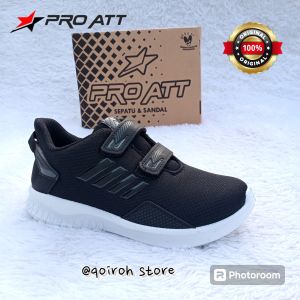 Sepatu sekolah pro att velcro perekat anak TK SD SMP laki laki perempuan hitam putih
