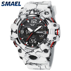 SMAEL Top Original Brand Mens Quartz Fashion Watch Rubber Strap Casual Chrono Sport Waterproof Calendar LED Light Men Clock Watch