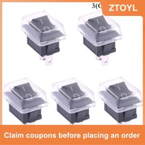 【ZTOYL】 5 cái push button mini chuyển 2pin snap-in on off Rocker chuyển đổi với không thấm nước bìa đen