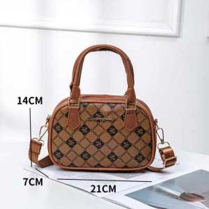 ABC BAGS#8441 Trendies leather mini 2-way Shoulder bag to handbag for womens with a geometric pattern design leather