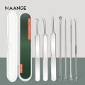 MAANGE 4Pc/7Pcs Blackhead Removal Kit Stainless Steel Removal Pore Acne Cleanser Facial Care Tool Set. 
