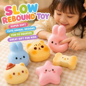 Squishy Toast Bread Slow Rising Toy Soft TPR Silicone Stress Relief Sensory Fidget Squeeze Toy For Kids Adults Desk Decoration Gift